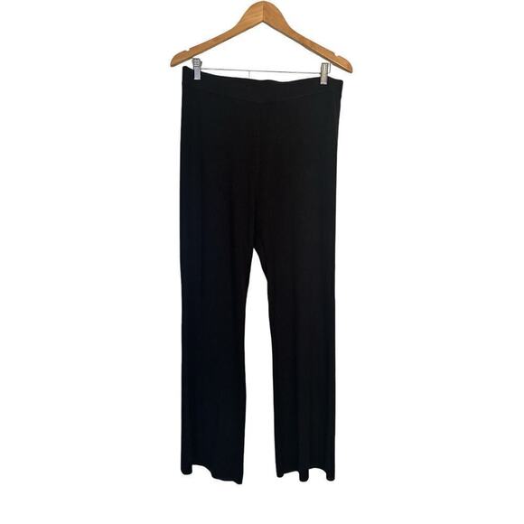 Free Assembly Women's High Waisted Bootcut Leg Pull On Knit Pants Size L Black - Picture 2 of 8
